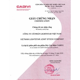 Giấy chứng nhận đại lý - Cadivi