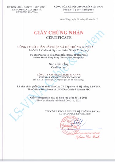 Giấy chứng nhận đại lý - Ls vina